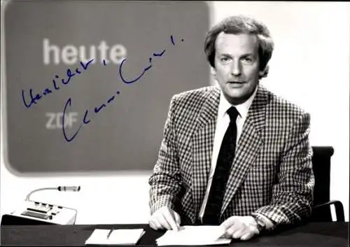 Ak Schauspieler Claus Seibel, Portrait, Autogramm, Nachrichtensendung Heute, ZDF