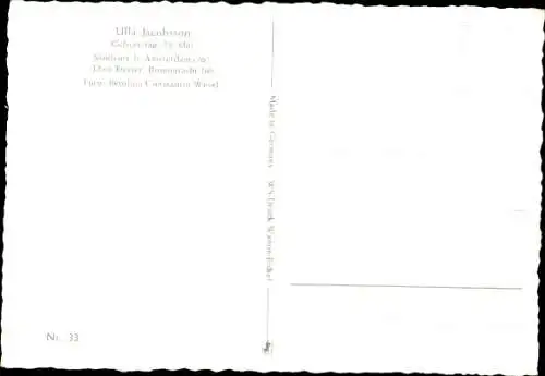 Ak Sängerin Ulla Jacobson, Portrait, Autogramm