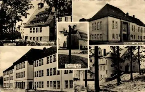 Ak Neustadt Johanngeorgenstadt im Erzgebirge Sachsen, Kulturhaus Karl Marx, Mittelschule, Postamt