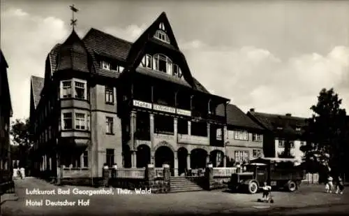 Ak Georgenthal in Thüringen, Hotel Deutscher Hof, Lastwagen
