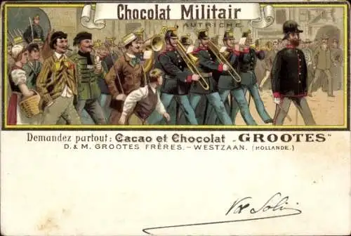 Litho Reklame, Chocolat Miliair, Cacao et Chocolat Grootes, Westzaan, Österreichische Soldaten