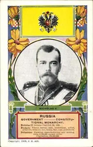 Ak Zar Nikolaus II., Russische Fahne