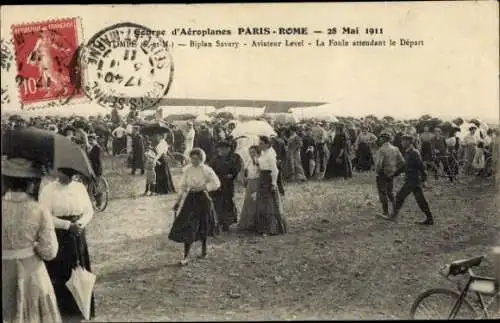 Ak-Flugzeugrennen Paris-Rom 1911, Savary-Doppeldecker, Fliegerniveau