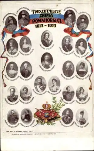 Ak Russisches Zarenhaus 1613-1913, Portraits, Zar Nikolaus II. von Russland