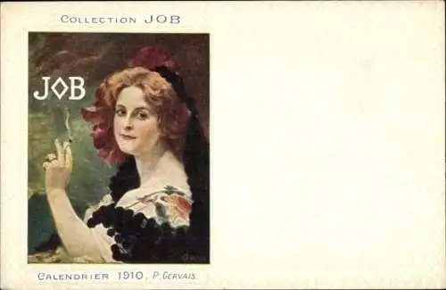 Künstler Ak Gervais, P., Collection Job, Calendrier 1910, Dame mit Zigarette, Portrait