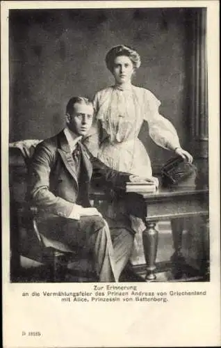 Ak Alice von Battenberg, Prinzessin von Griechenland und Dänemark, Andreas von Griechenland