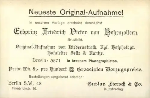 Ak Erbprinz Friedrich Viktor von Hohenzollern Sigmaringen, Portrait in Uniform