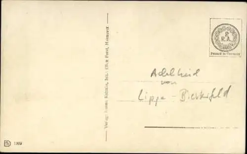 Ak Adelheid zur Lippe-Biesterfeld, Ehefrau von Friedrich von Sachsen-Meiningen