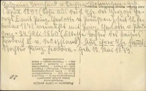 Ak Erbprinz Bernhard von Sachsen Meiningen, Portrait