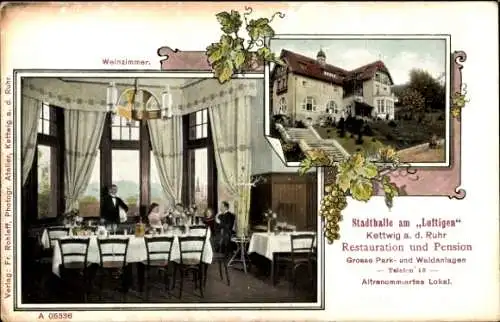 Ak Kettwig Essen im Ruhrgebiet, Stadthalle am Luftigen, Restauration, Pension, Weinzimmer