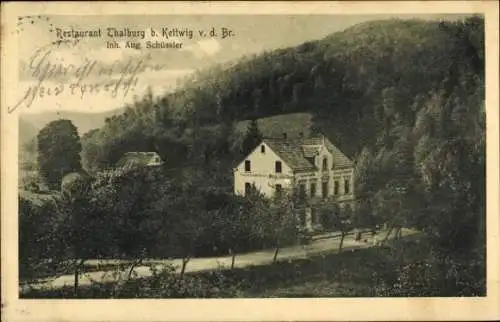 Ak Kettwig vor der Brücke Kettwig Essen im Ruhrgebiet, Restaurant Thalburg