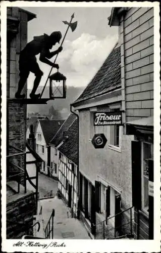 Ak Kettwig Essen im Ruhrgebiet, Gasse in der Altstadt, Friseur Ew. Binnenbruck