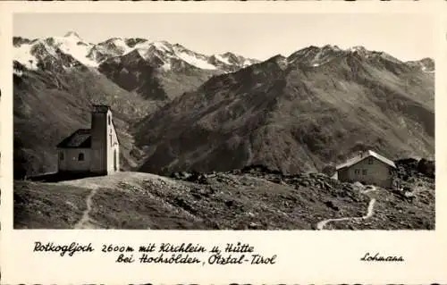 Ak Ötztal Tirol, Rotkogljoch, Kirchlein, Hütte, Hochsölden