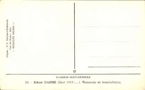 Ak Schriftsteller Johan Daisne, Porträt