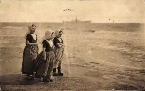 Ak Zeeland Niederlande, Niederländische Volkstrachten, Kinder am Strand