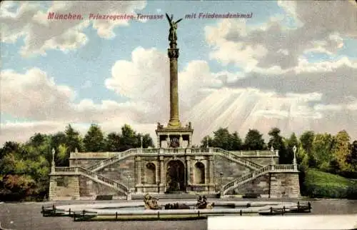 Ak München, Prinzregenten-Terrasse mit Friedensdenkmal