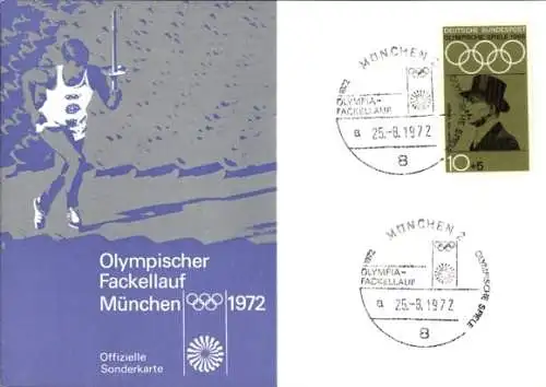 Ak Olympische Spiele 1972 München, Olympischer Fackellauf