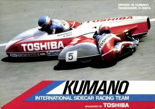 Ak Rennfahrer M. Kumano, H, Diehl, Motorrennsport