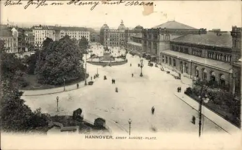 Ak Hannover in Niedersachsen, Ernst-August-Platz, Denkmal