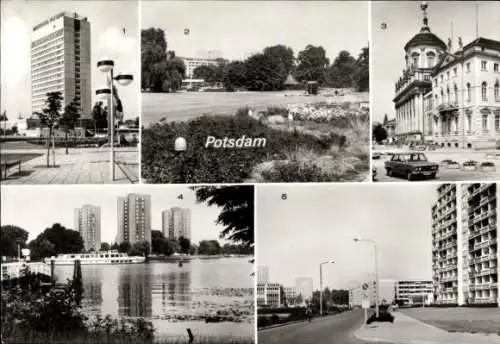 Ak Potsdam, Interhotel Potsdam, Freundschaftsinsel, Klubhaus Hans Marchwitza, Neubaugebiet Kiewitt