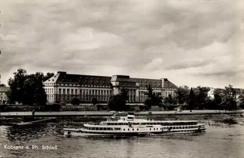 Ak Koblenz am Rhein, Schloss, Schiff