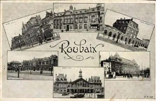 Passepartout Ak Roubaix Nord, Detailansichten