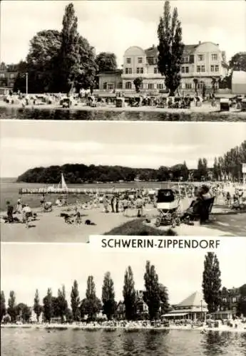 Ak Zippendorf Schwerin in Mecklenburg, Badestrand, Strandhotel