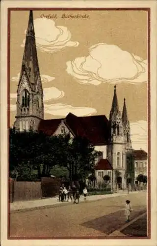 Ak Krefeld am Niederrhein, Lutherkirche, Straßenansicht