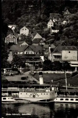 Ak Schmilka Bad Schandau Sächsische Schweiz, Dampfer Leipzig, Teilansicht