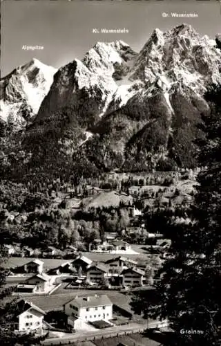 Ak Grainau in Oberbayern, Teilansicht, Alpspitze, Kl. und Gr. Waxenstein