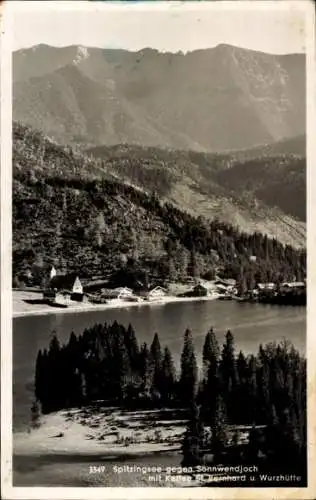 Ak Spitzingsee Schliersee in Oberbayern, Panorama, St. Bernhard, Wurzhütte,  Sonnwendjoch