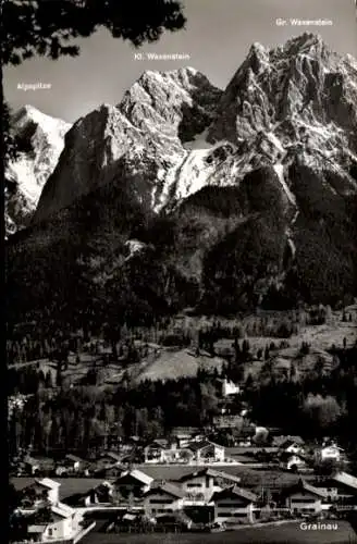 Ak Grainau in Oberbayern, Panorama, Alpspitze, Kleiner Waxenstein, Großer Waxenstein