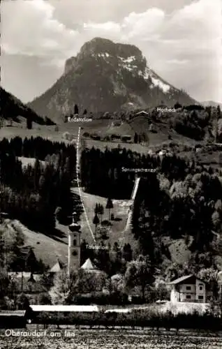 Ak Oberaudorf am Inn Oberbayern, Seilbahn, Talstation, Sprungschanze, Brünnstein, Hocheck