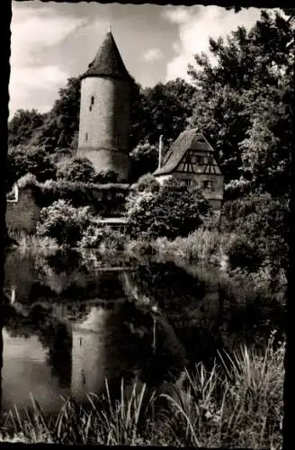 Ak Dinkelsbühl in Mittelfranken, Rothenburger Weiher, Faulturm