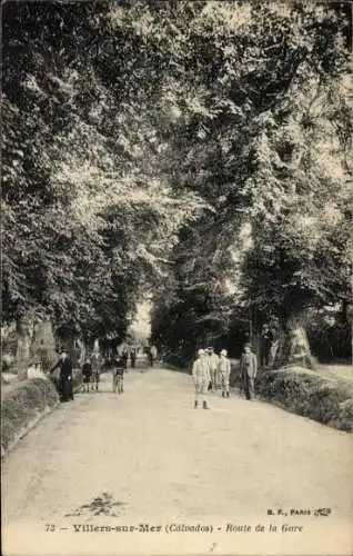 Ak Villers sur Mer Calvados, Route de la Gare