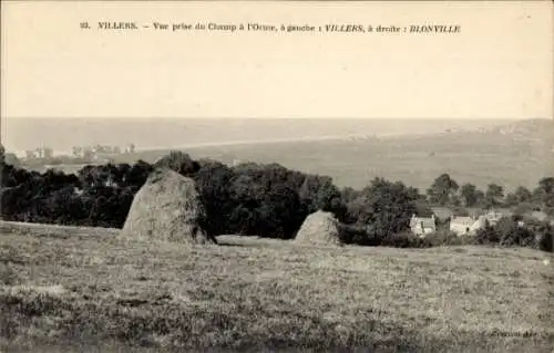 Ak Villers sur Mer Calvados, vue prise du Champ a l'Orne, Blonville