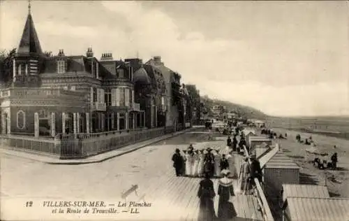 Ak Villers sur Mer Calvados, les Planches, Route de Trouville