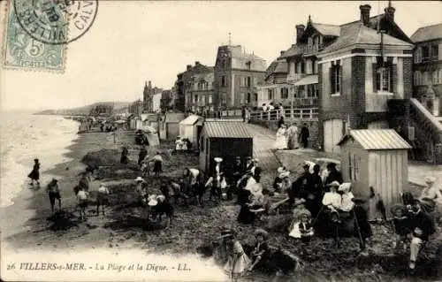 Ak Villers sur Mer Calvados, Strand, la Digue