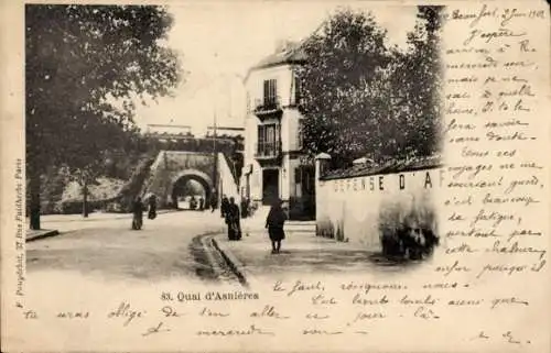 Ak Asnières sur Seine Hauts-de-Seine, Quai