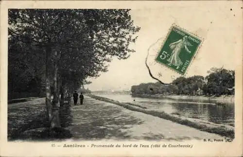 Ak Asnières sur Seine Hauts-de-Seine, Promenade du bord de l'eau