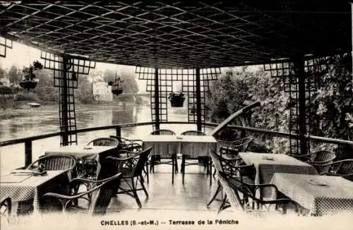 Ak Chelles Seine-et-Marne, Terrasse de la Peniche