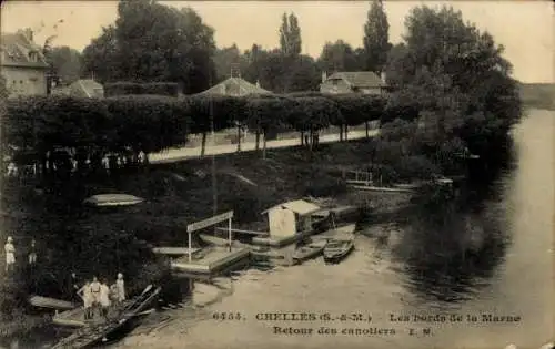 Ak Chelles Seine-et-Marne, Les bords de la Marne, Tetour des canotiers