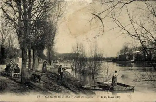 Ak Chelles Seine-et-Marne, Quai de Marne