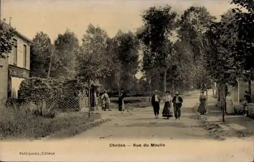 Ak Chelles Seine-et-Marne, Rue du Moulin