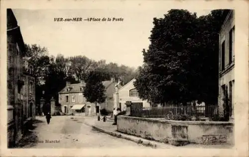 Ak Ver sur Mer Calvados, Place de la Poste