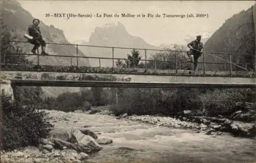 Ak Sixt Haute Savoie, Pont du Mollier, Pie du Tanneverge, Angler