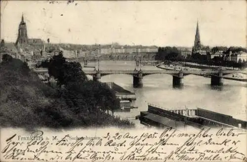 Ak Frankfurt am Main, Sachsenhausen, Brücke, Kirche