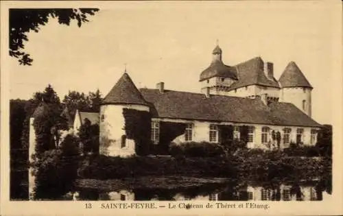 Ak Sainte Feyre Creuse, le Chateau de Theret et l'Etang