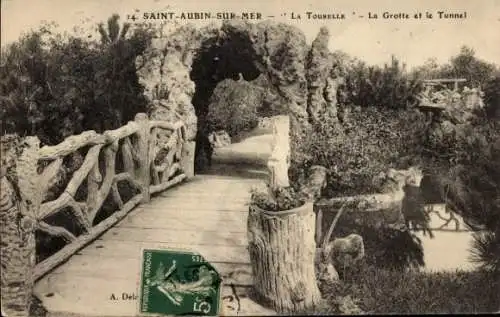 Ak Saint Aubin sur Mer Calvados, La Tourelle, La Grotte et le Tunnel