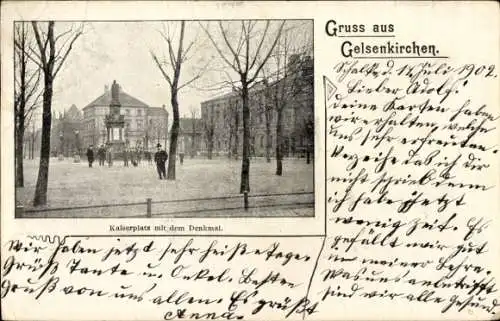 Ak Gelsenkirchen im Ruhrgebiet, Kaiserplatz, Denkmal